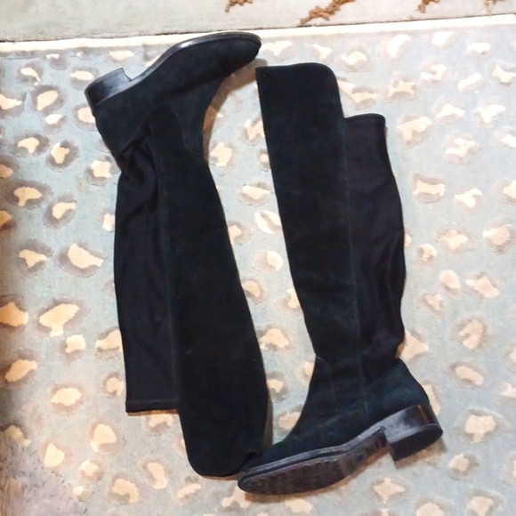 ANDRE ASSOUS CHARCOAL WATERPROOF SUEDE LEATHER OVER THE KNEE BOOTS 8 - Picture 1 of 14